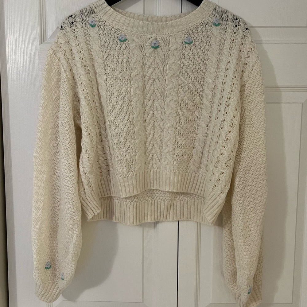 Wild Fable Cropped Floral Sweater